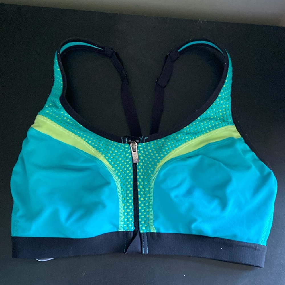VSX Knockout Incredible Blue Neon Zip Sports Bra